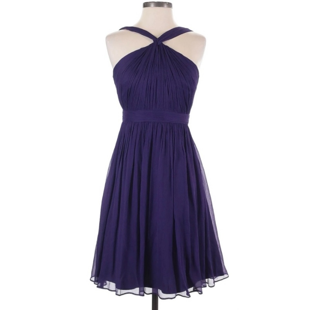 J. Crew Sinclair Purple Sz 4 Silk Chiffon
Halter Fit & Flare Prom Y2K Dress